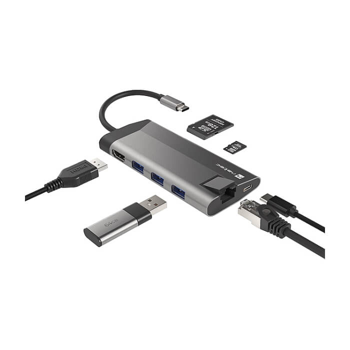 Natec Fowler Plus Multiport Adapter 8 in 1, USB 3.0 HUB, HDMI 4K, USB-C PD, RJ45, SD, Micro (тъмнейл - 3)