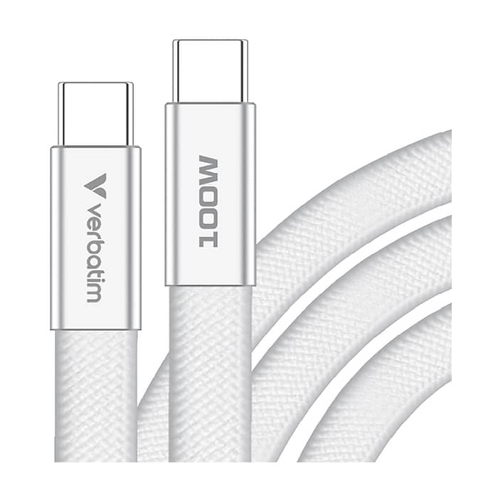 Verbatim Sync & Charge SoftTouch USB-C to C cable 100W 120 cm - White (тъмнейл - 2)