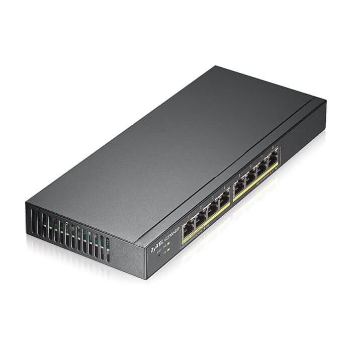 ZyXEL GS1900-8HP, 8-port GbE L2 PoE Smart Switch, 802.3at, desktop, fanless, 70 Watt (тъмнейл - 3)