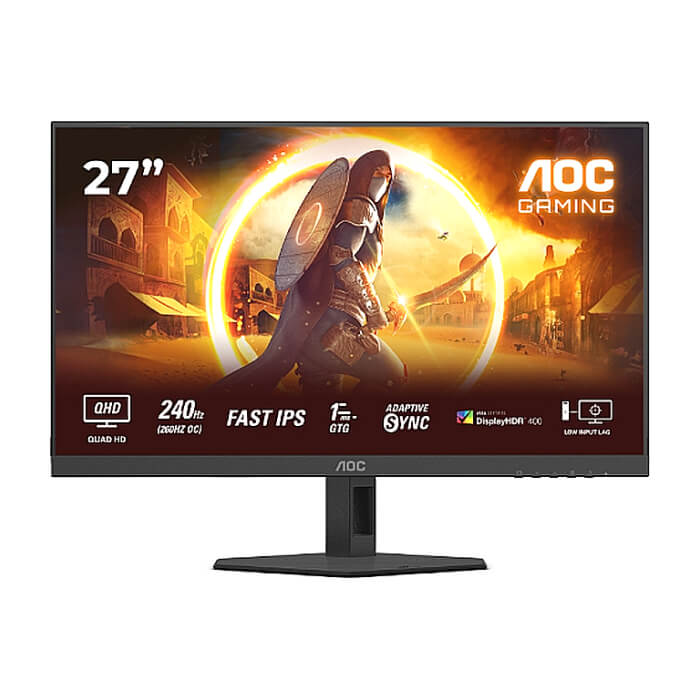 AOC Q27G4ZR, 27" Fast IPS WLED, 2560x1440@240Hz (OC 260Hz), 1ms GtG, 0.3ms MPRT, 400cd m/2, 1000:1, 80M:1 DCR, Adaptive Sync, FlickerFree, 2Wx2, Tilt, Height Adjust, Pivot, Swivel, 2xHDMI, DP ID 89871 на супер цена
