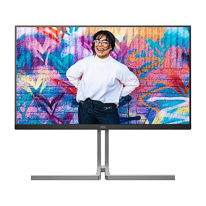 AOC U32U3CV, 31.5" Nano IPS WLED, 3840x2160@60Hz, 4ms GtG, 400cd m/2, 1000:1, 50M:1 DCR, Adaptive Sync, FlickerFree, Anti Blue Light, 3Wx2, Tilt, Height Adjust, Pivot, Swivel, 2xHDMI, DP, USB hub ID 85257 (тъмнейл - 2)