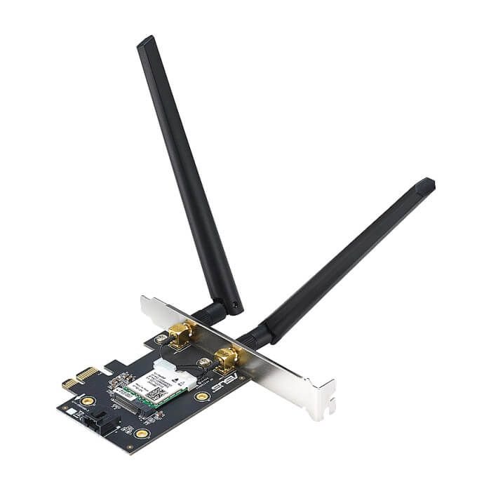 Asus PCI-E Adapter, PCE-AXE5400, AXE5400, Tri-Band, Bluetooth 5.2, WPA3, OFDMA, MU-MIMO на супер цена от GT Computers Asus PCI-E Adapter, PCE-AXE5400, AXE5400, Tri-Band, Bluetooth 5.2, WPA3, OFDMA, MU-MIMO на супер цена