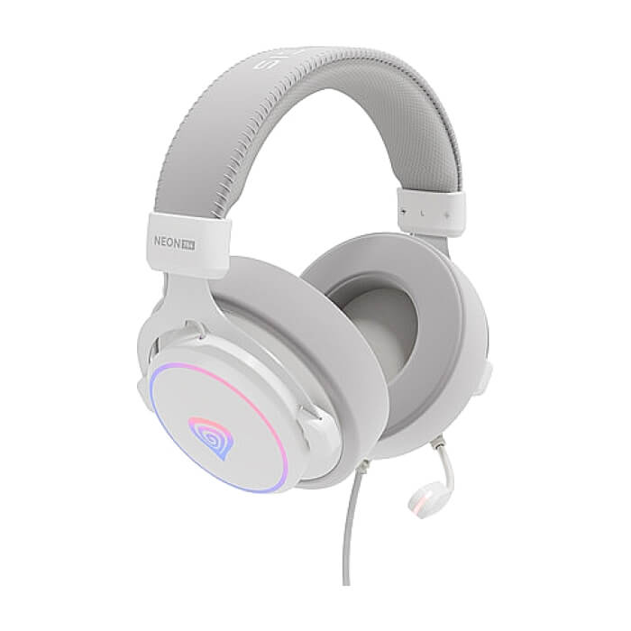 Genesis Headset Neon 764 with microphone, RGB illumination, USB, White ID 78046 (тъмнейл - 4)