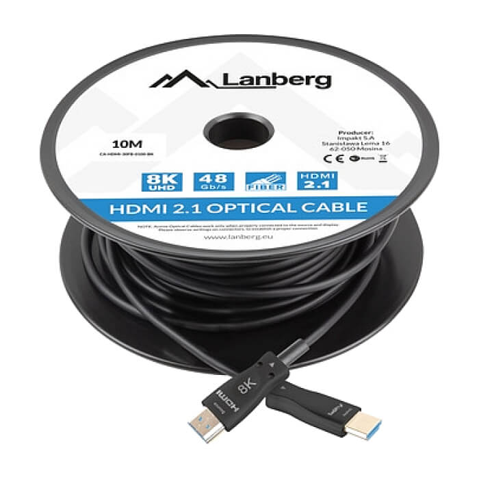 Lanberg HDMI M/M v2.1 cable 10m optical black aoc ID 86819 (тъмнейл - 3)
