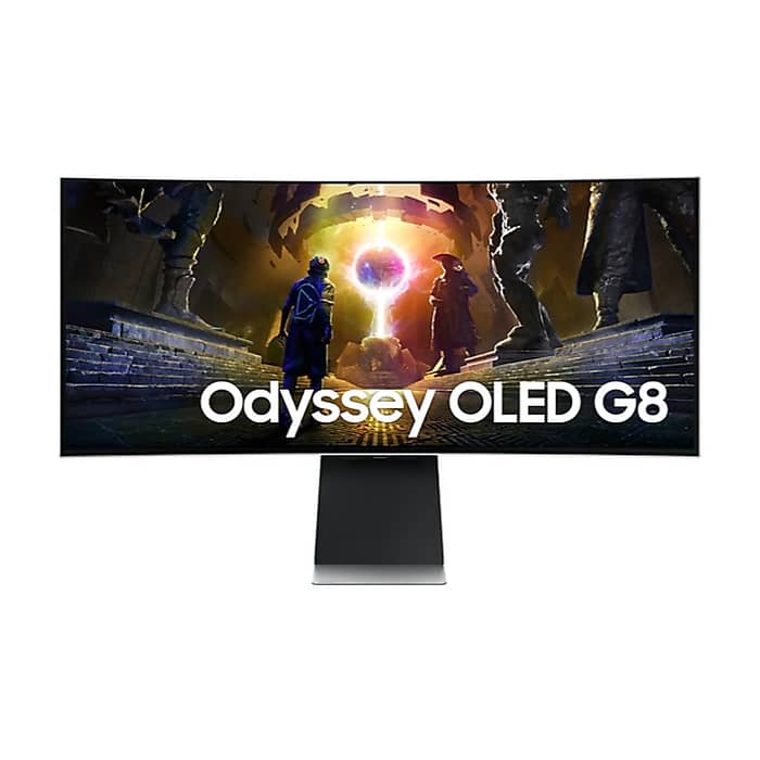 Samsung LS34DG850, 34'' CURVED Odyssey G8 OLED, 1800R, 175 Hz, 0.1 ms GTG, 21:9, 3440 x 1440, Smart, 2xUSB C, Mini DP, Micro HDMI 2.1, Wi-Fi 5, BT 5.2, Speakers, 178°/178°, Silver на супер цена