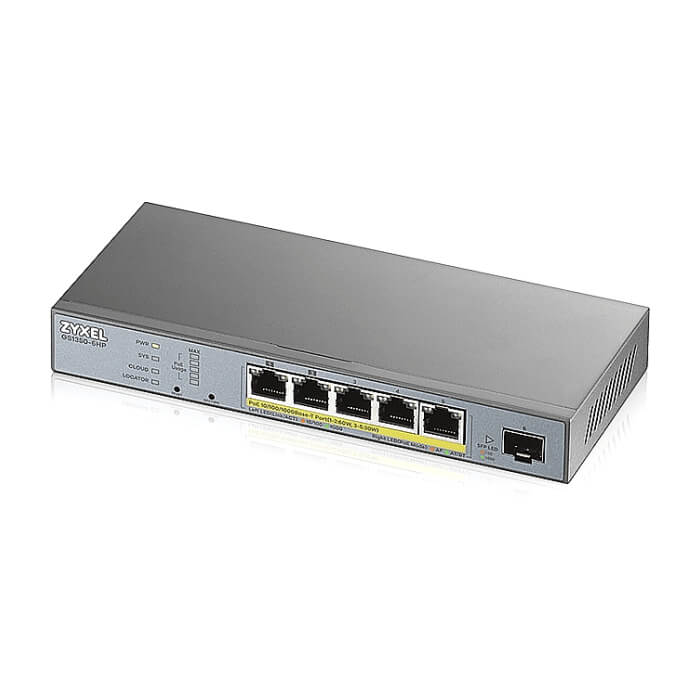 ZyXEL GS1350-6HP, 6 Port managed CCTV PoE switch, long range, 60W, 802.3BT (тъмнейл - 2)