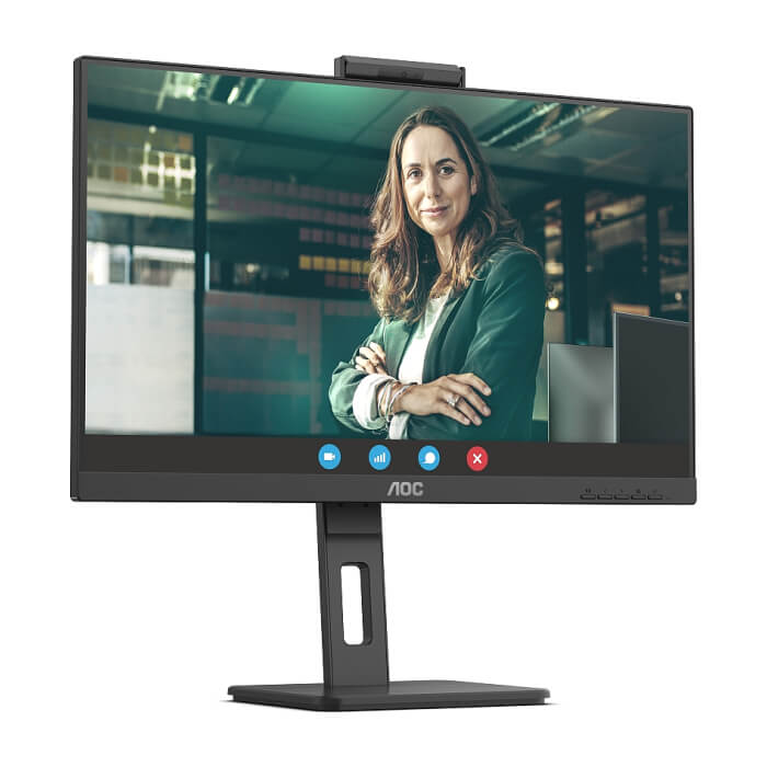 AOC 24P3CW, 23.8" IPS WLED, 1920x1080@75Hz, 4ms GtG, 300cd m/2, 1000:1, DCR 50M:1, AdaptiveSync, FlickerFree, Low Blue Light, 5Wx2, 5MP Windows Hello, Tilt, Height Adjust, Pivot, Swivel, HDMI, DP, RJ45, USB hub ID 65413 (тъмнейл - 2)