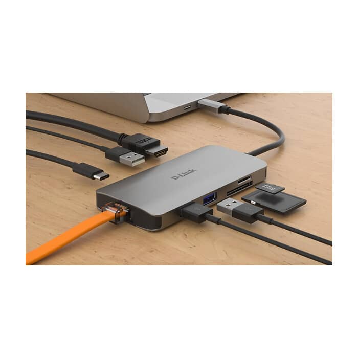 D-Link 8-in-1 USB-C Hub with HDMI/Ethernet/Card Reader/Power Delivery (тъмнейл - 4)