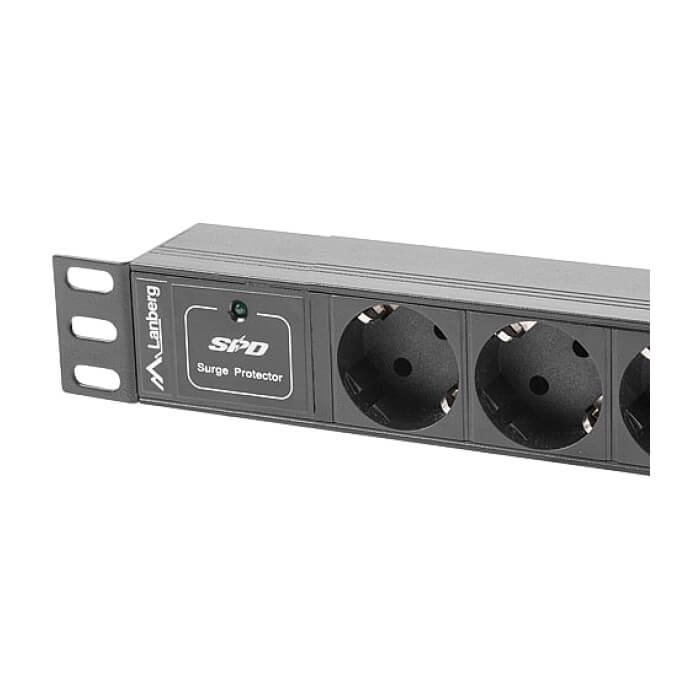 Lanberg power distribution unit (PDU) 10"1U 16A 3X SCHUKO 2M, black (тъмнейл - 4)