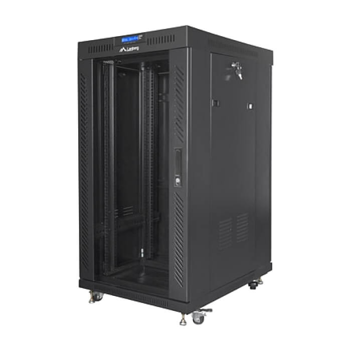 Lanberg rack cabinet 19" free-standing 22U/600x800 (flat pack) with glass door lcd black v2 ID 87193 (тъмнейл - 3)