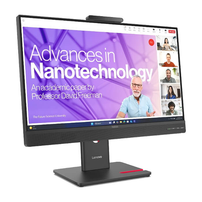 Lenovo ThinkVision T27QD-4v 27", IPS, WLED, 2560x1440, 16:9, 4ms, 48Hz - 120Hz, 350 cd/m2, 1500:1, webcam (5MP, IR+RGB), Microphone, Speakers 5Wx2, HDMI, DP, USB hub, RJ45, Ti ID 93194 (тъмнейл - 2)