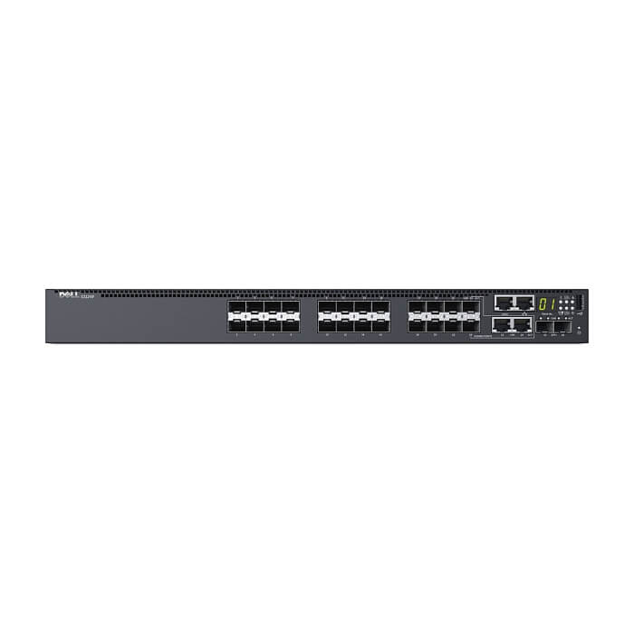 Dell Networking S3124F, L3, 24x 1GbE SFP, 2xCombo, 2x 10GbE SFP+ fixed ports, Stacking, IO to PSU air, 1x AC PSU, 3Y PS NBD, STOCK Smart Value, 210-AIMS на супер цена