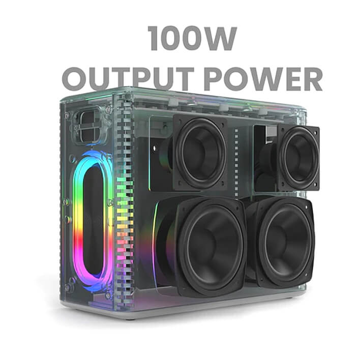 HiFuture MusicBox Black, 3-Way Speaker System, 100W Output, Built-in DynaBoost Bass Technology, Built-in DC12V Non-Stop Playing Power Socket, Enable Karaoke Dancing Light, Up to 8 ID 94754 (тъмнейл - 2)
