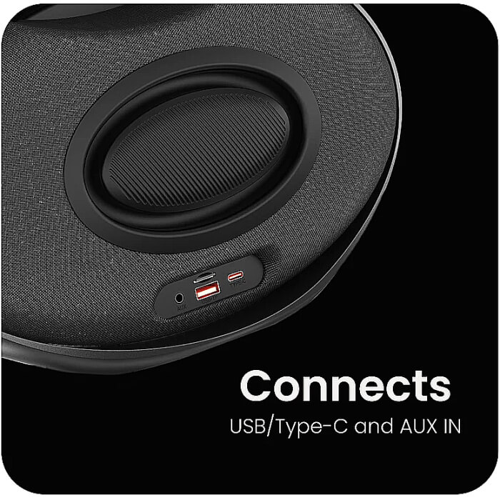 HiFuture ORBIT Black, 80W Output (Max.power), Built-in Powerful DSP with DynaBoost Technology, Pair to Stereo Sound System (TWS Mode), Wireless 5.4, Orbit Lighting, Aluminum Elegan ID 94788 (тъмнейл - 5)