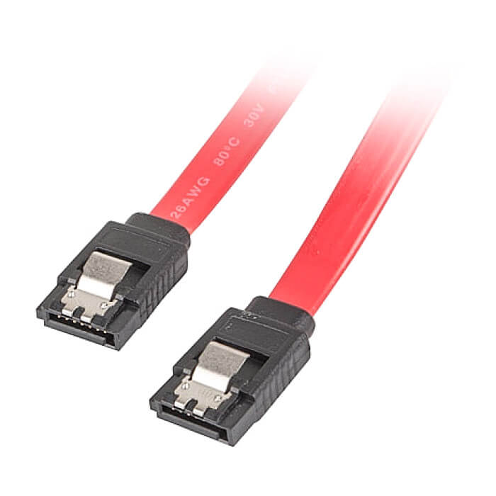 Кабел - Lanberg SATA DATA III (6GB/S) F/F cable 50cm metal clips, red ID 72688