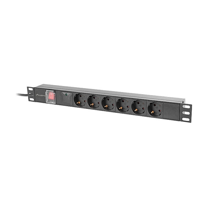Lanberg power distribution unit (pdu) 19" 1U 16a 2m 6x schuko outlets black (тъмнейл - 5)