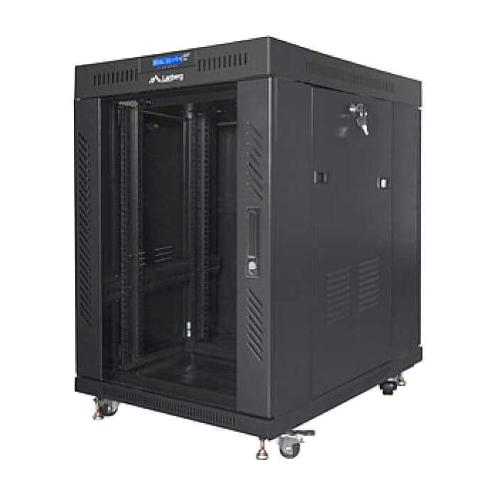 Lanberg rack cabinet 19" free-standing 15U/600x800 (flat pack) with glass door lcd black v2 ID 87200 (тъмнейл - 3)
