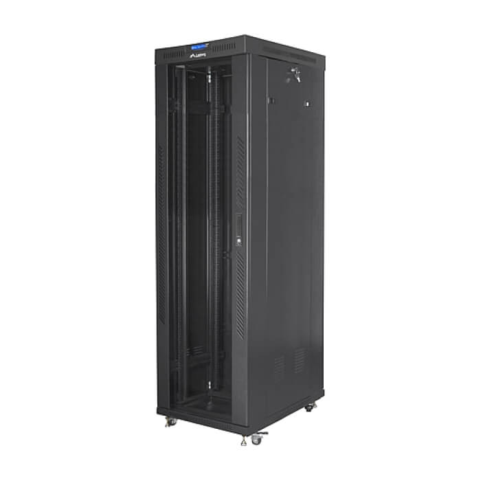 Lanberg rack cabinet 19" free-standing 42U/600x1000 (flat pack) with glass door lcd black v2 ID 87620 (тъмнейл - 3)