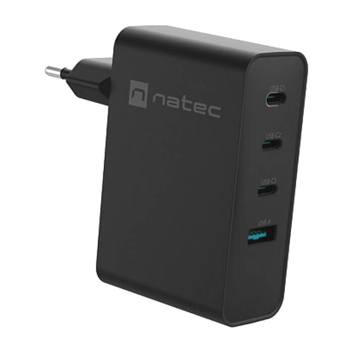 Natec USB Charger Ribera 3X USB-C + 1x USB-A 100W, Black (тъмнейл - 2)