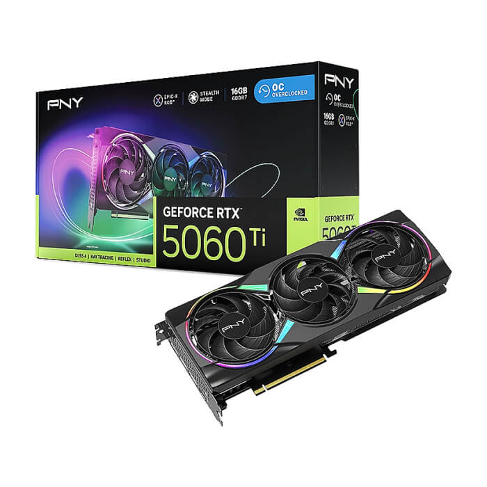 PNY GeForce RTX 5060 Ti 16GB GDDR7 OC EPIC-X RGB Triple Fan ID 98223 (тъмнейл - 3)