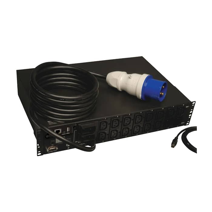 Tripp Lite by Eaton 7.4kW Single-Phase Switched PDU, LX Interface, 230V Outlets (16-C13), IEC-309 Blue 230V 32A, 3.6m Cord, 2U Rack-Mount, TAA (тъмнейл - 4)