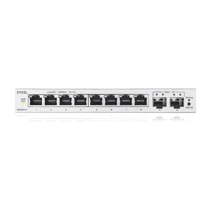 ZyXEL GS1200-10 v3, 8 Port Gigabit, 2 x SFP webmanaged Desktop Switch на супер цена