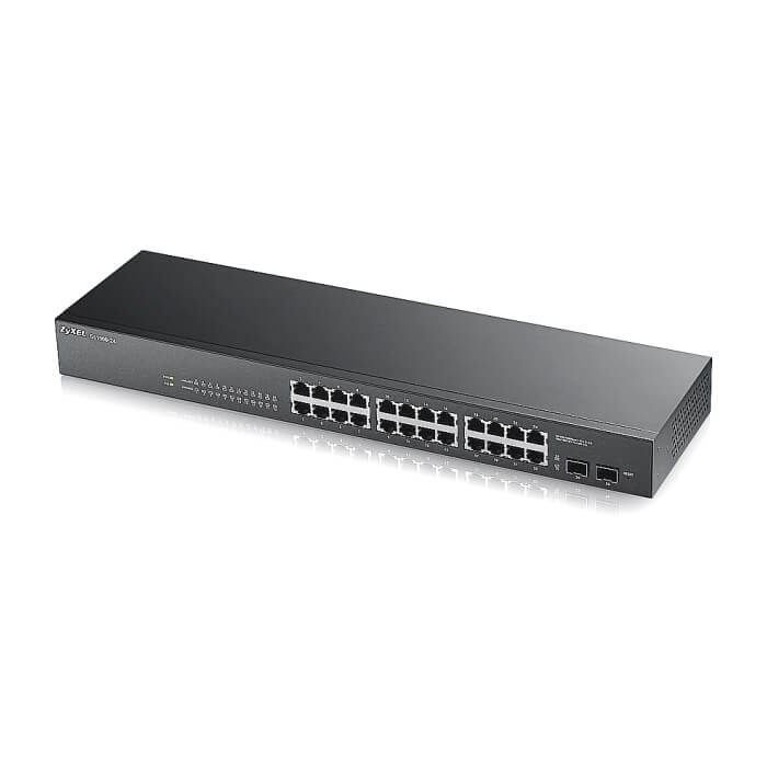 ZyXEL GS1900-24 v2, 24-port GbE L2 Smart Switch, rackmount, fanless (тъмнейл - 2)