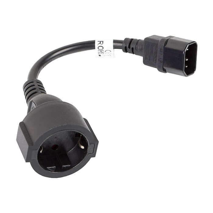 Кабел - Lanberg extension power supply cable IEC 320 C14 -> Schuko (F) 20cm, black ID 72492 (тъмнейл - 4)