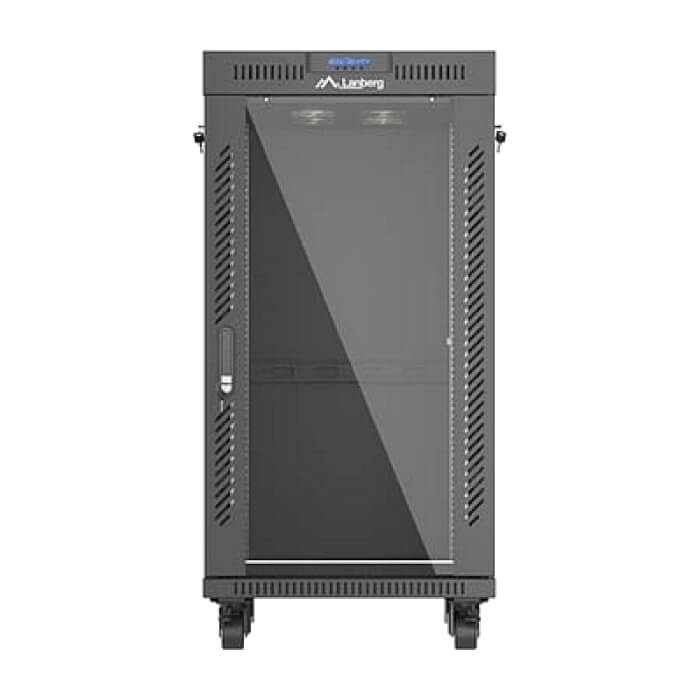 Lanberg Rack Cabinet 19" Free-Standing 22U/600X600 (FlAT Pack) With Glass Door LCD Black V2 ID 98075 на супер цена