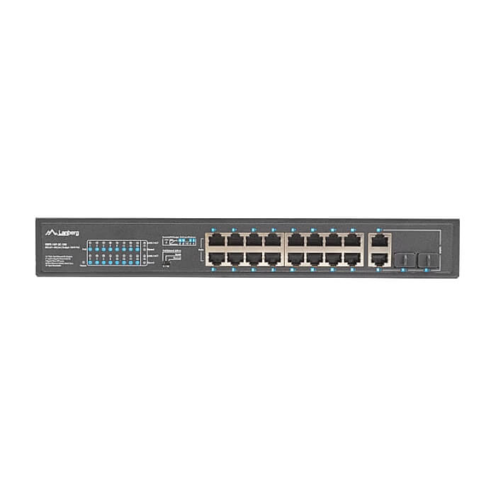 Lanberg switch 16x 100mb poe+/2x 1GB/1x sfp unmanaged rack 10" & 19" gigabit ethernet 150w на супер цена