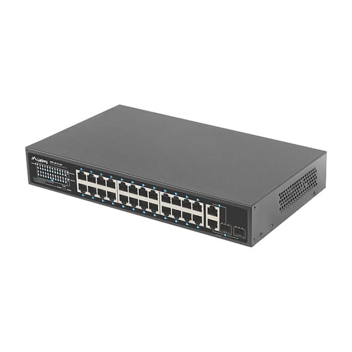 Lanberg switch 24x 100mb poe+/2x combo rack 19" gigabit ethernet 360w v2 (тъмнейл - 5)