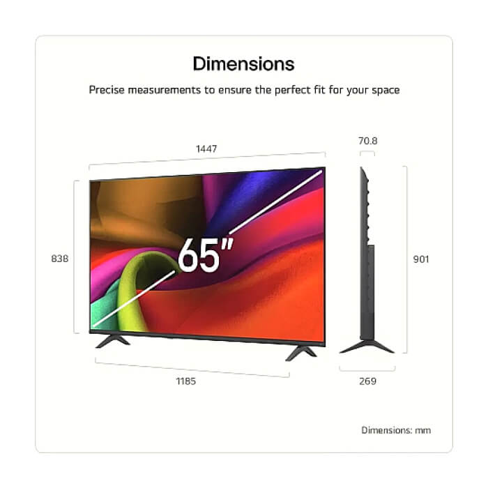 LG 65NU8E0B3LA, 65" 4K HDR UHD, 3840x2160, DVB-T2/C/S2, AI Alpha 7, HDR 10, webOS 26, ThinQ AI, VRR, ALLM, HGiG, WiFi, Clear Voice, 4K Super Upscaling, Bluetooth 5.3, Hdmi e-A ID 98134 (тъмнейл - 2)