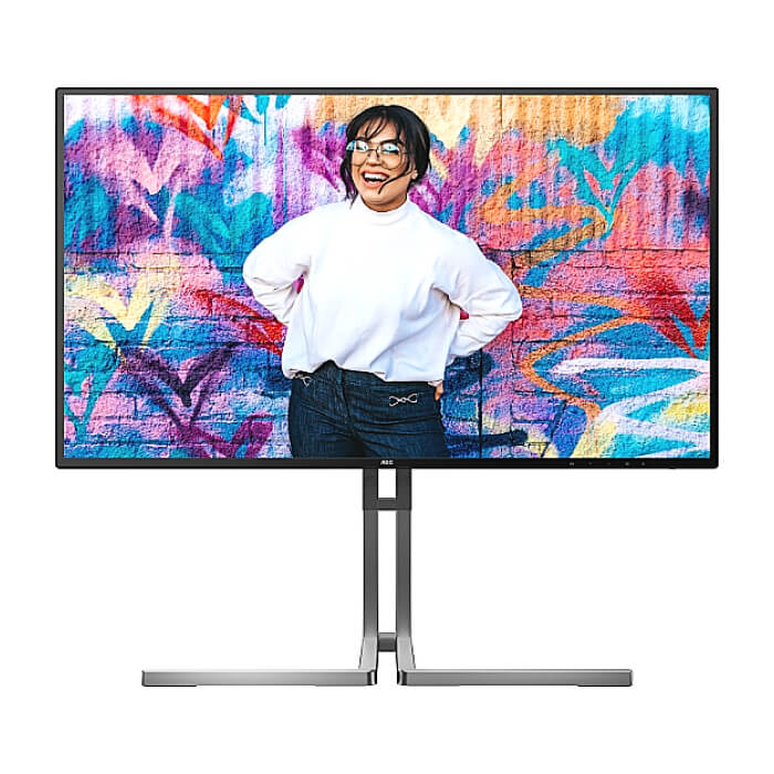 AOC U27U3CV, 27" Nano IPS WLED, 3840x2160@60Hz, 4ms GtG, 400cd m/2, 1300:1, 50M:1 DCR, Adaptive Sync, FlickerFree, Low Blue Light, 3Wx2, Tilt, Height Adjust, Pivot, Swivel, 2xHDMI, DP, USB hub ID 86695 (тъмнейл - 2)