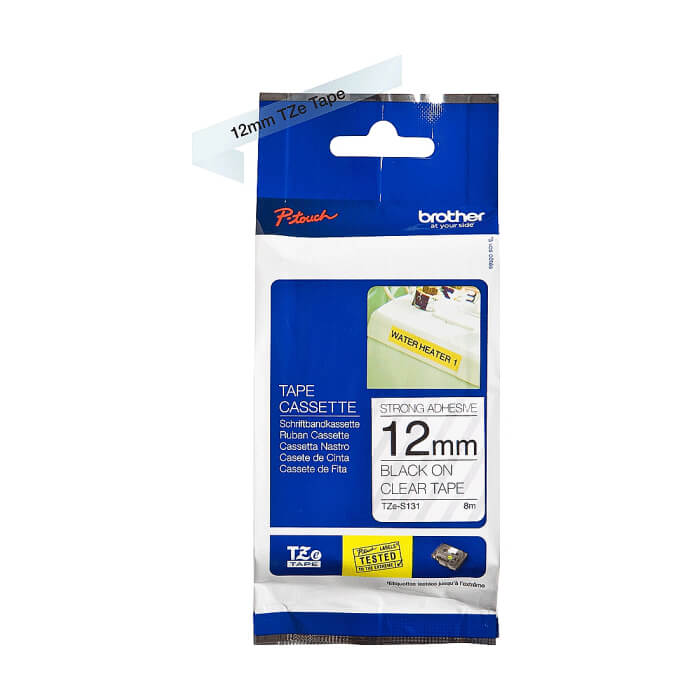 Brother TZe-S131 Black On Clear Adhesive Tape, 12mm, 8m ID 70696 (тъмнейл - 2)