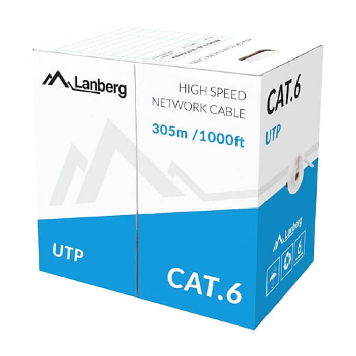 Кабел - Lanberg LAN cable UTP CAT.6 305m solid CCA, grey ID 72710