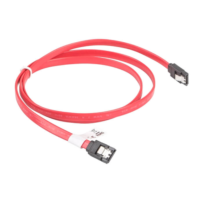 Кабел - Lanberg SATA DATA III (6GB/S) F/F cable 100cm metal clips, red ID 72706
