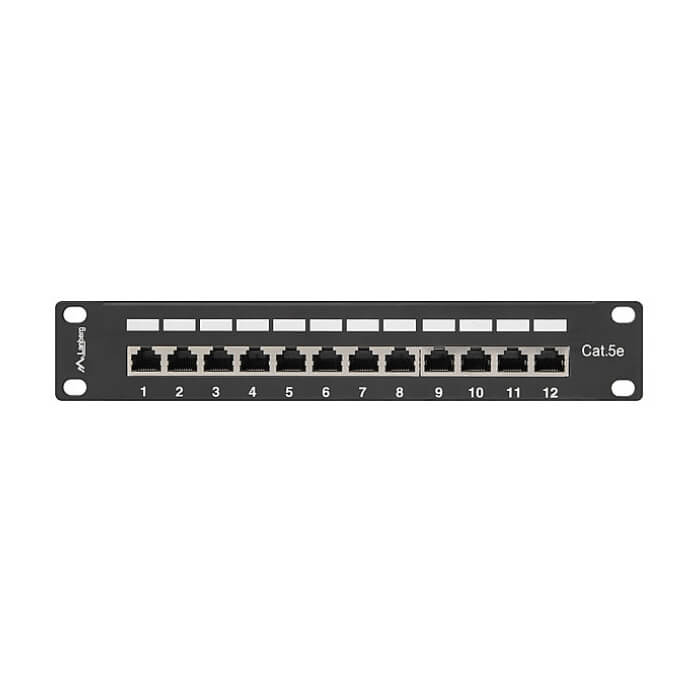 Lanberg patch panel 12port 1U 10" CAT.5E shielded, black ID 62868
