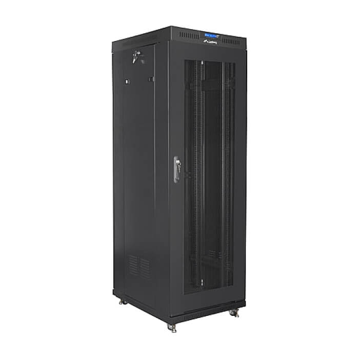 Lanberg rack cabinet 19" free-standing 37U / 600x800 self-assembly flat pack with mesh door LCD, black ID 71916 (тъмнейл - 2)