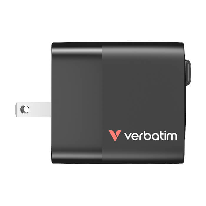Verbatim Mini GaN Charger 65W 2 Port retractable cable display US plugs with EU and UK adaptors ID 85397 (тъмнейл - 5)