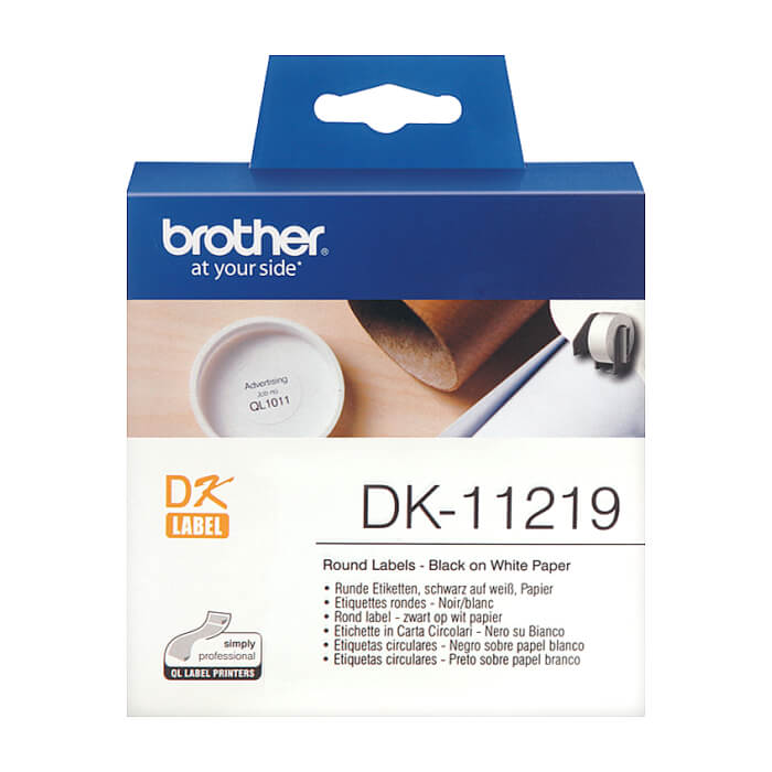Brother DK-11219 Round Paper 1/2" label 12mm x 12mm x 1200 (Black on White) ID 70785 на супер цена