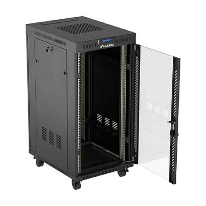 Lanberg Rack Cabinet 19" Free-Standing 24U/600X800 (FlAT Pack) With Glass Door LCD Black V2 ID 98067 (тъмнейл - 3)
