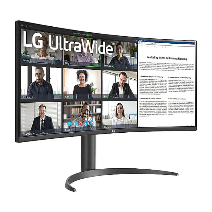 LG 34WR55QK-B 34" UltraWide AG , Curved 21:9 VA Panel, 5ms, 3000:1, 300 cd/m2, WQHD 3440x1440, HDR10, sRGB 99% , USB type-C 65W , 100Hz, HDMI, DisplayPort, PBP, Height Adjustable, Tilt, Reader Mode, Headphone Out, Black ID 82351 (тъмнейл - 4)