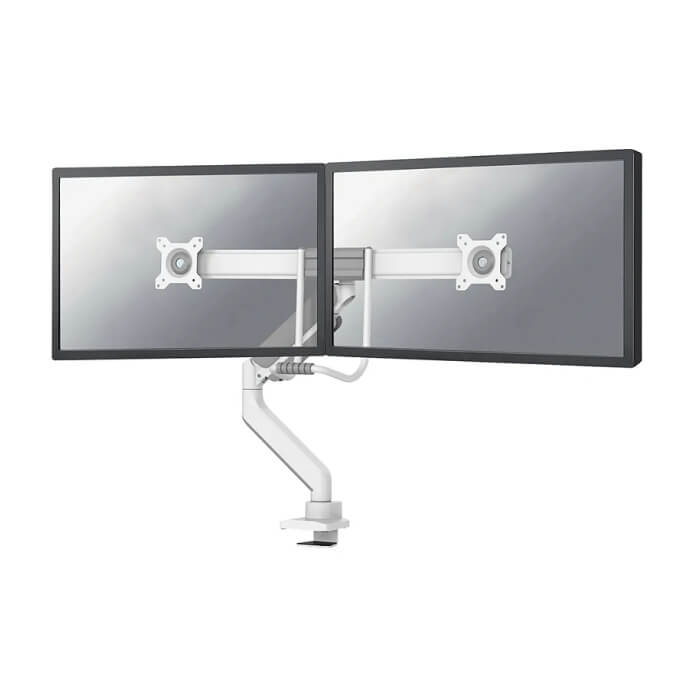 Neomounts by NewStar Screen Desk Mount 2 screens (topfix clamp & grommet) for 2 Monitor Screens, White ID 66740 (тъмнейл - 2)