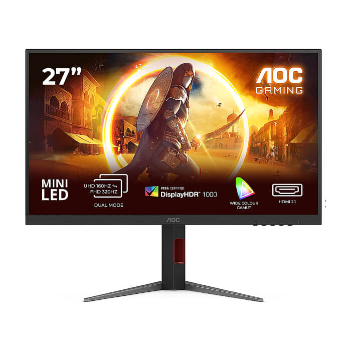 AOC U27G4XM, 27" Fast IPS MiniLED, 3840x2160@160Hz, 1ms GtG, 1200cd/m2, 1000:1, 80M:1 DCR, Adaptive Sync, FlickerFree, Low Blue Mode, Tilt, Height Adjust, Pivot, Swivel, HDMI, ID 96158 на супер цена