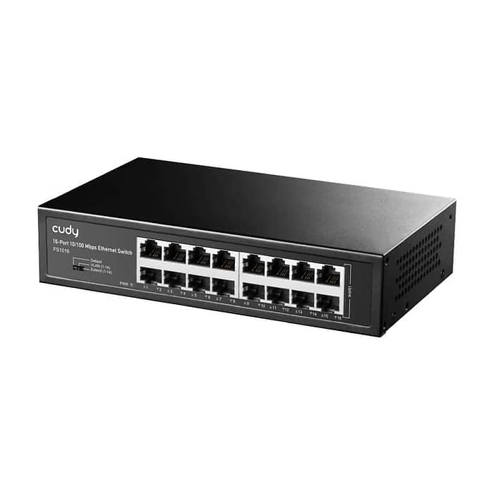 Cudy FS1016 16-Port 10/100 Mbps Metal Switch, 16 10/100 Mbps RJ45 Ports, Rack-mountable Steel Case (тъмнейл - 3)