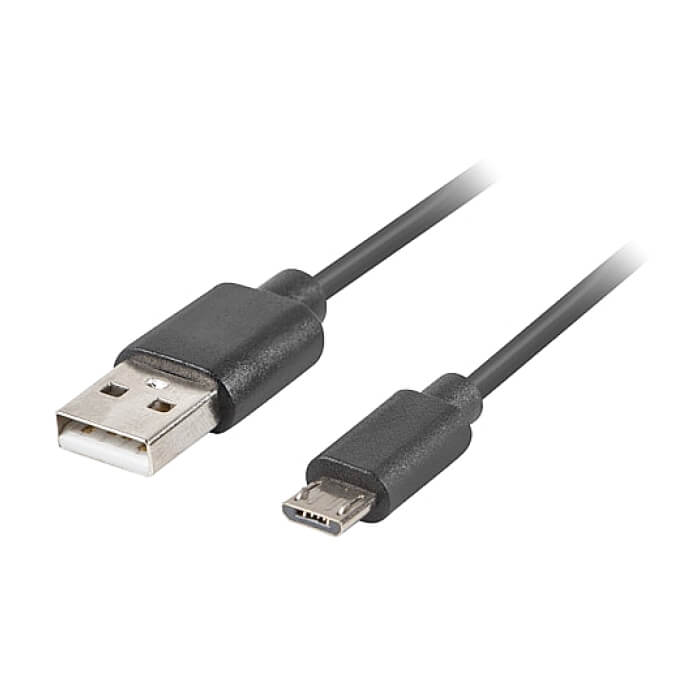 Кабел - Lanberg USB MICRO-B (M) -> USB-A (M) 2.0 cable 1m, black QC 3.0 ID 72630 (тъмнейл - 2)