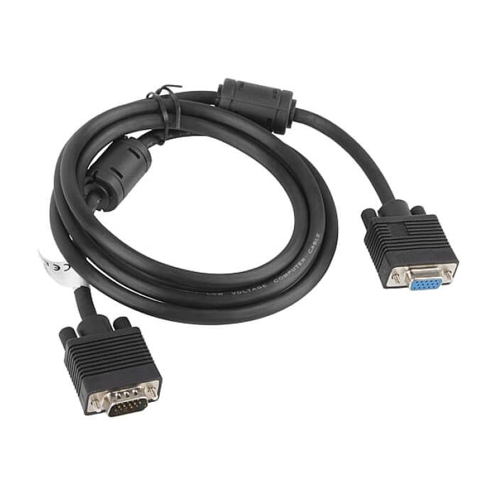 Кабел - Lanberg VGA M/F extension cable 1.8m shielded, ferrite, black ID 72514