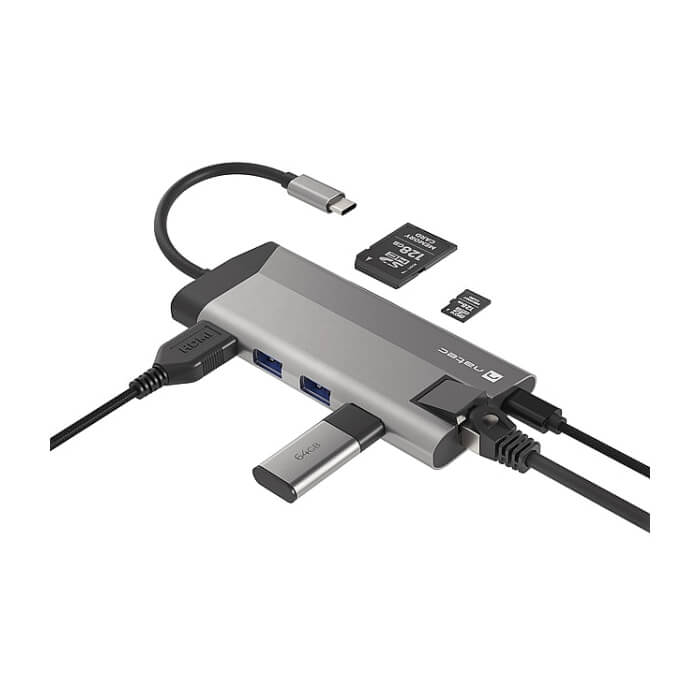 Natec Fowler Plus Multiport Adapter 8 in 1, USB 3.0 HUB, HDMI 4K, USB-C PD, RJ45, SD, Micro (тъмнейл - 4)