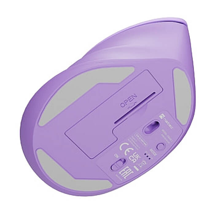 Natec Vertical Mouse Crake 2 Wireless, 2400DPI Bluetooth 5.2 + 2.4 GHz Pure Lavender (тъмнейл - 5)