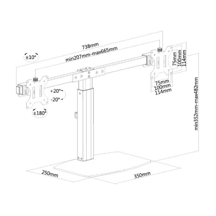Neomounts by NewStar Flat Screen Desk Mount (stand) for 2 Monitor Screens ID 66796 (тъмнейл - 3)